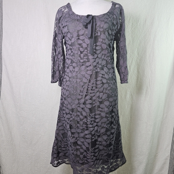 Garnet Hill Boheme Easy Gray Lace Dress SZ 4 Wedding Party Formal - Picture 1 of 12